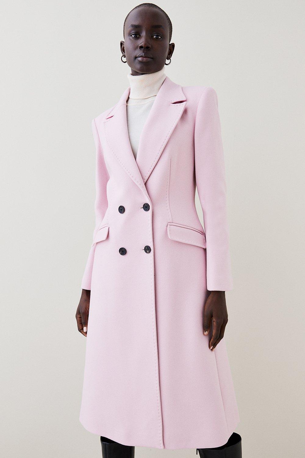 Pink maxi coat on sale